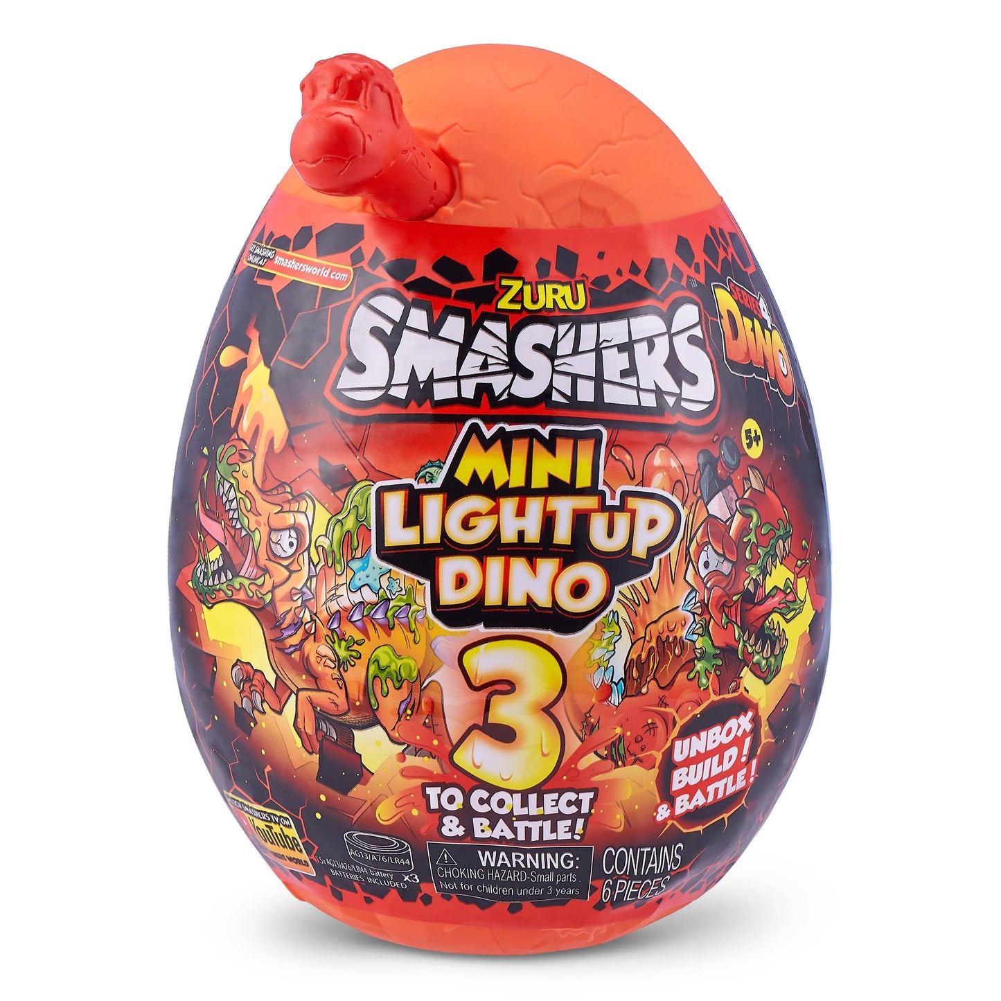 Zuru Toys Smashers Mini Egg Light-Up Dino Dinosaur Toy 6 Surprises