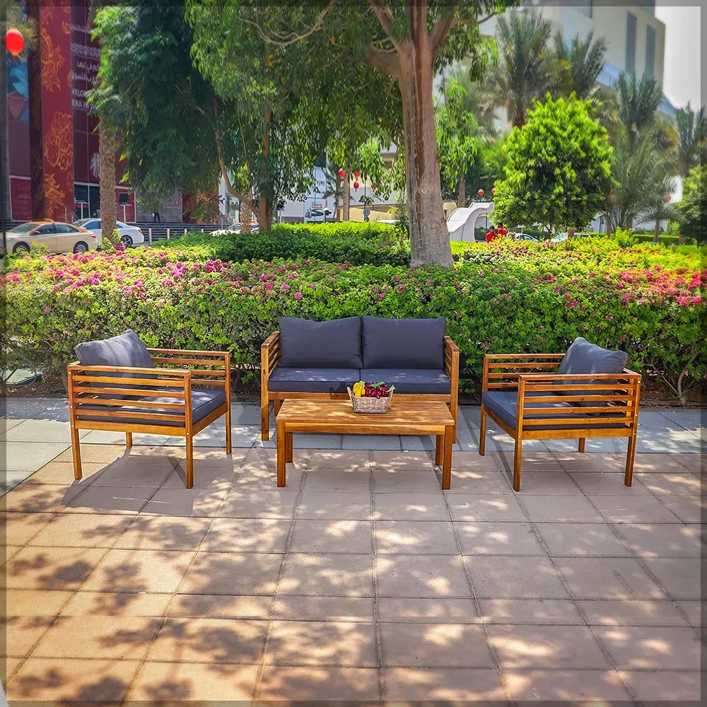 Acacia Wood Sofa Set with Table