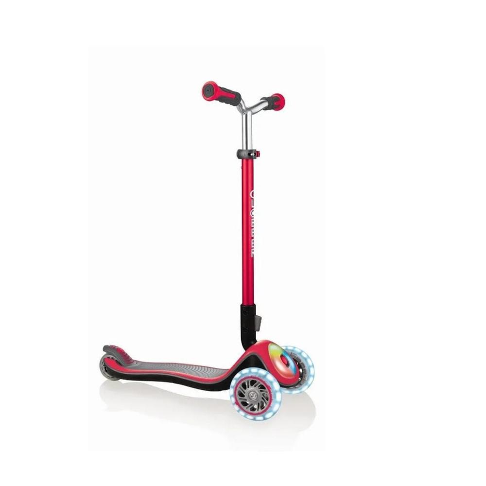 Globber - Elite Prime Lights Scooter for Kids - Red, LED Wheels, Adjustable Height, Foldable, Safe Durable, Ages 3+