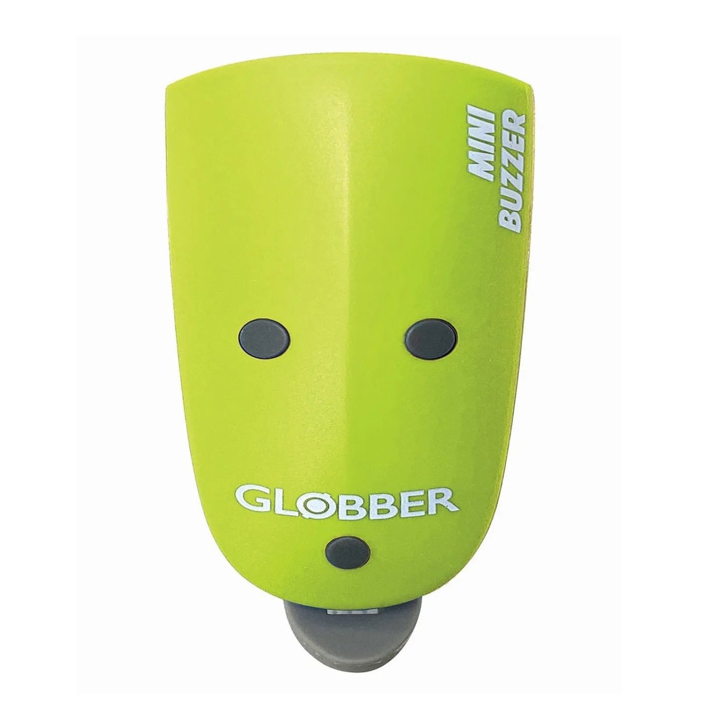 Globber - Mini Buzzer - Lime Green , Kids 5+ LED Lamp & Horn for Bike/Scooter , 15 Sounds, Flash Modes, Adjustable Silicone Strap