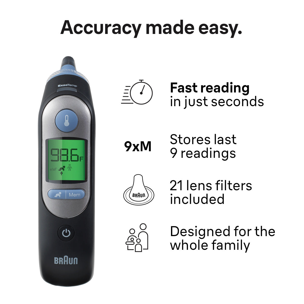 Braun ThermoScan 7 Digital Ear Thermometer - Black