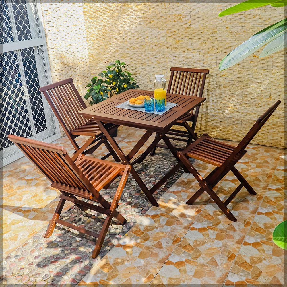 Yatai Patio Bistro 4 Chair 1 Table Set - Folding