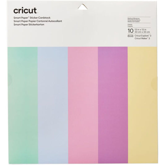 Cricut Smart Paper Sticker Cardstock Pack (33 x 33cm) 10 Sheets - Pastel