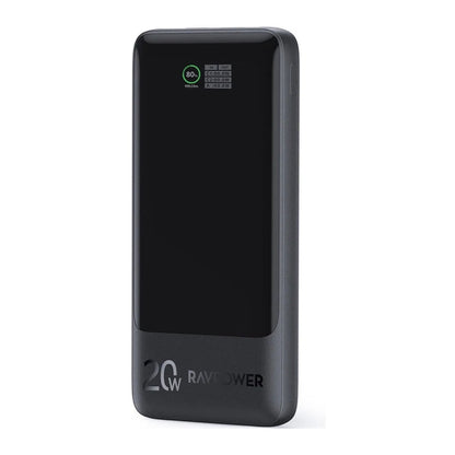 RavPower PB1237 10K mAh TFT Display Power Bank 2C 1A PD20W - Black