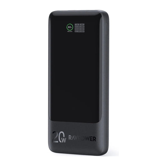 RavPower PB1237 10K mAh TFT Display Power Bank 2C 1A PD20W - Black