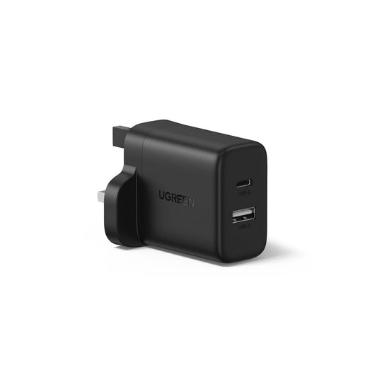 UGreen 20W Dual Fast Charger USB-C 20W + USB-A 18W (UK) - Black
