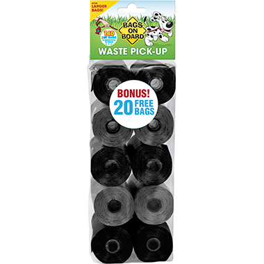 BOB - Bags on Board Waste Pick-Up Refill Bags Neutral Roll Black 140bags 10x14