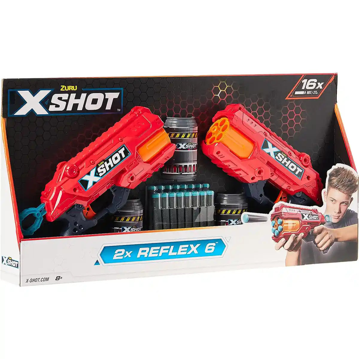 X-Shot - Excel Reflex-6 Double Pack [2Shooters] (3 علب/16 سهمًا)