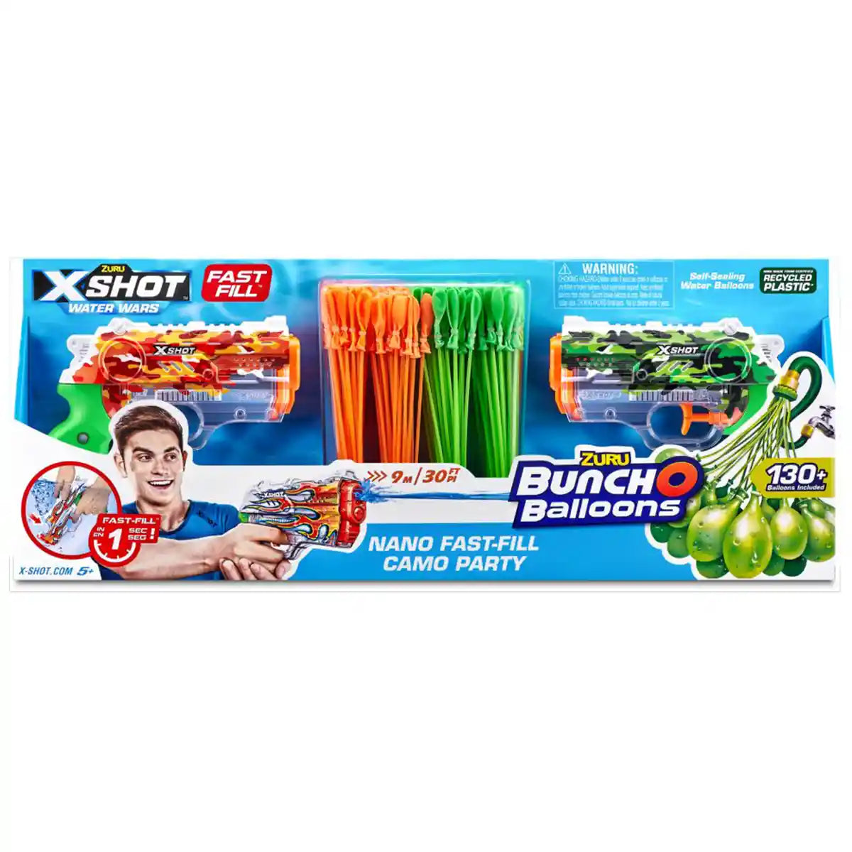 X-Shot - BOB Camo Party 2 Nano Fast Fill، 4 Bunch O Balloons