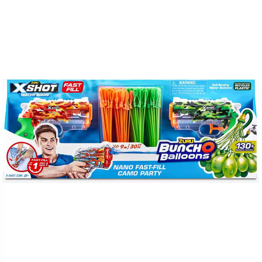 X-Shot - BOB Camo Party 2 Nano Fast Fill, 4 Bunch O Balloons