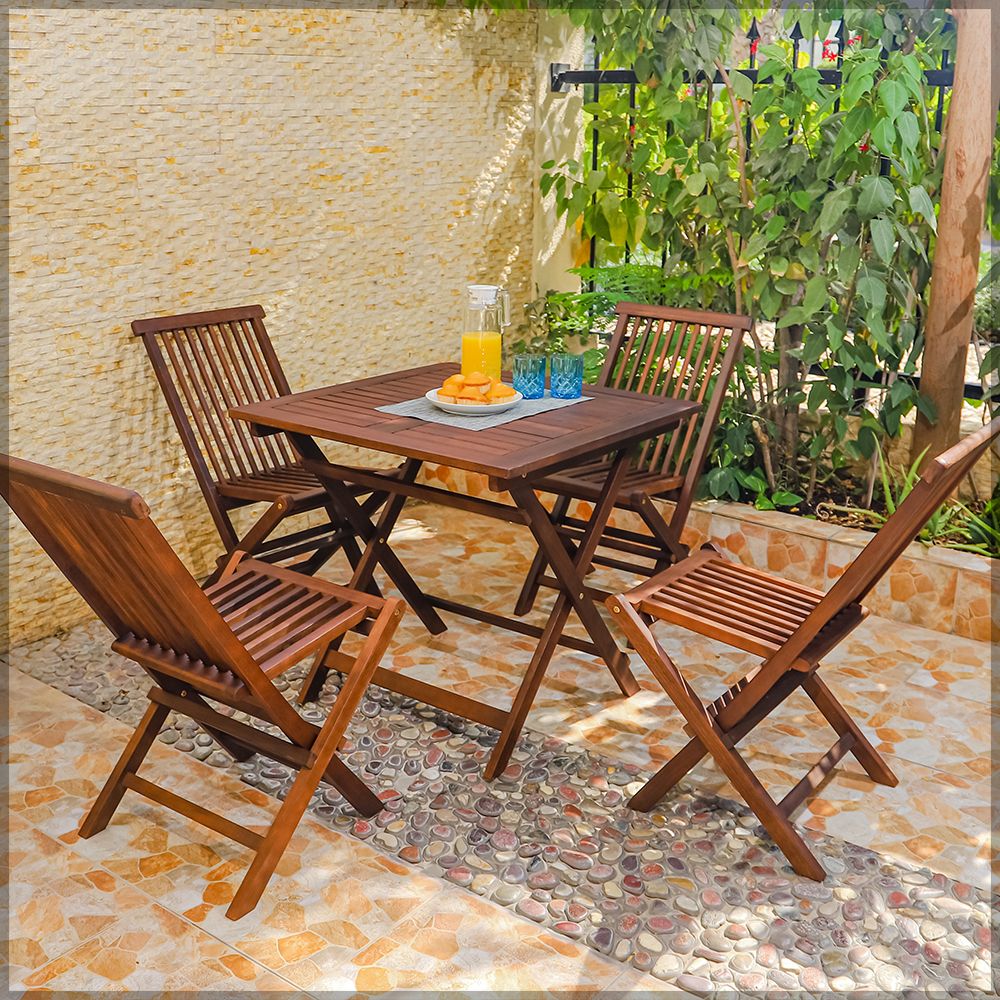 Yatai Patio Bistro 4 Chair 1 Table Set - Folding