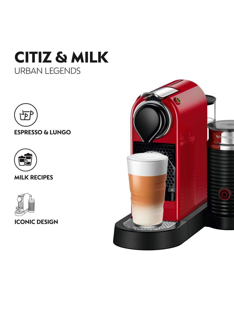 Nespresso Citiz & Milk Coffee Machine D123-ME Red With Aeroccino – flitit