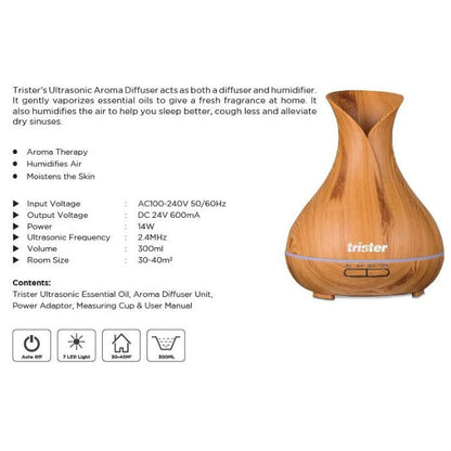 TRISTER Ultrasonic Essential Oil Aroma Diffuser Matt