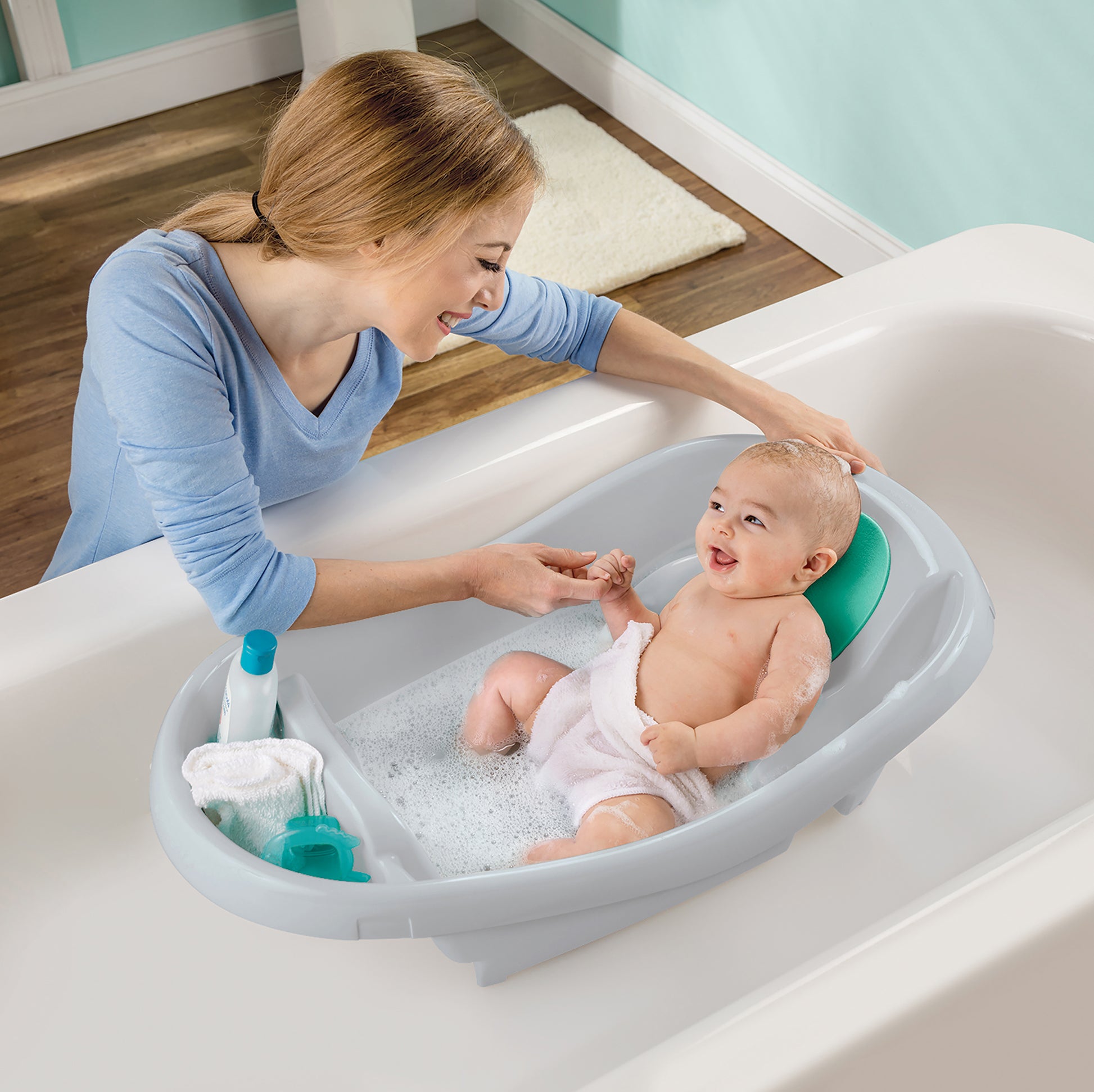 summer infant bath tub with shower Summer Infant - Comfy Clean Deluxe Baby Bath Tub - Blue – Flitit