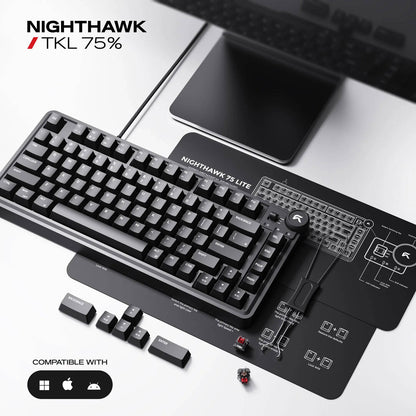 Cybeart Nighthawk 75 Lite - TKL Wired RGB Gaming Keyboard - Black