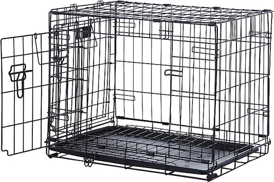 صندوق Midwest Crate Life Stages ذو البابين، أسود، 24 بوصة