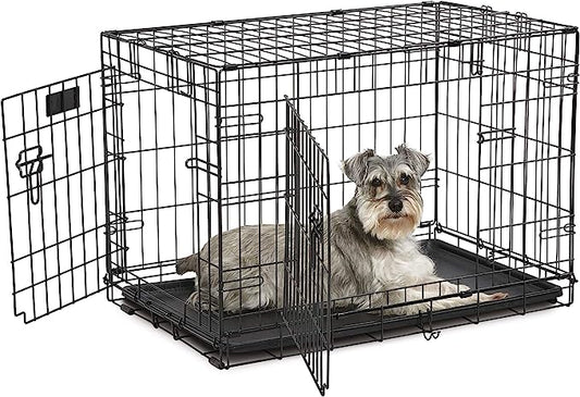 صندوق Midwest Crate Life Stages ذو البابين باللون الأسود مقاس 30 بوصة