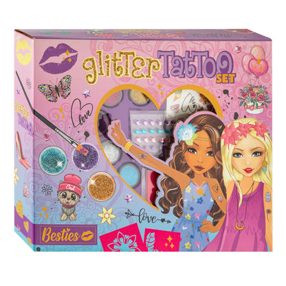 Besties Glitter Tattoo Set - 5 Colours Glitter 30x25cm