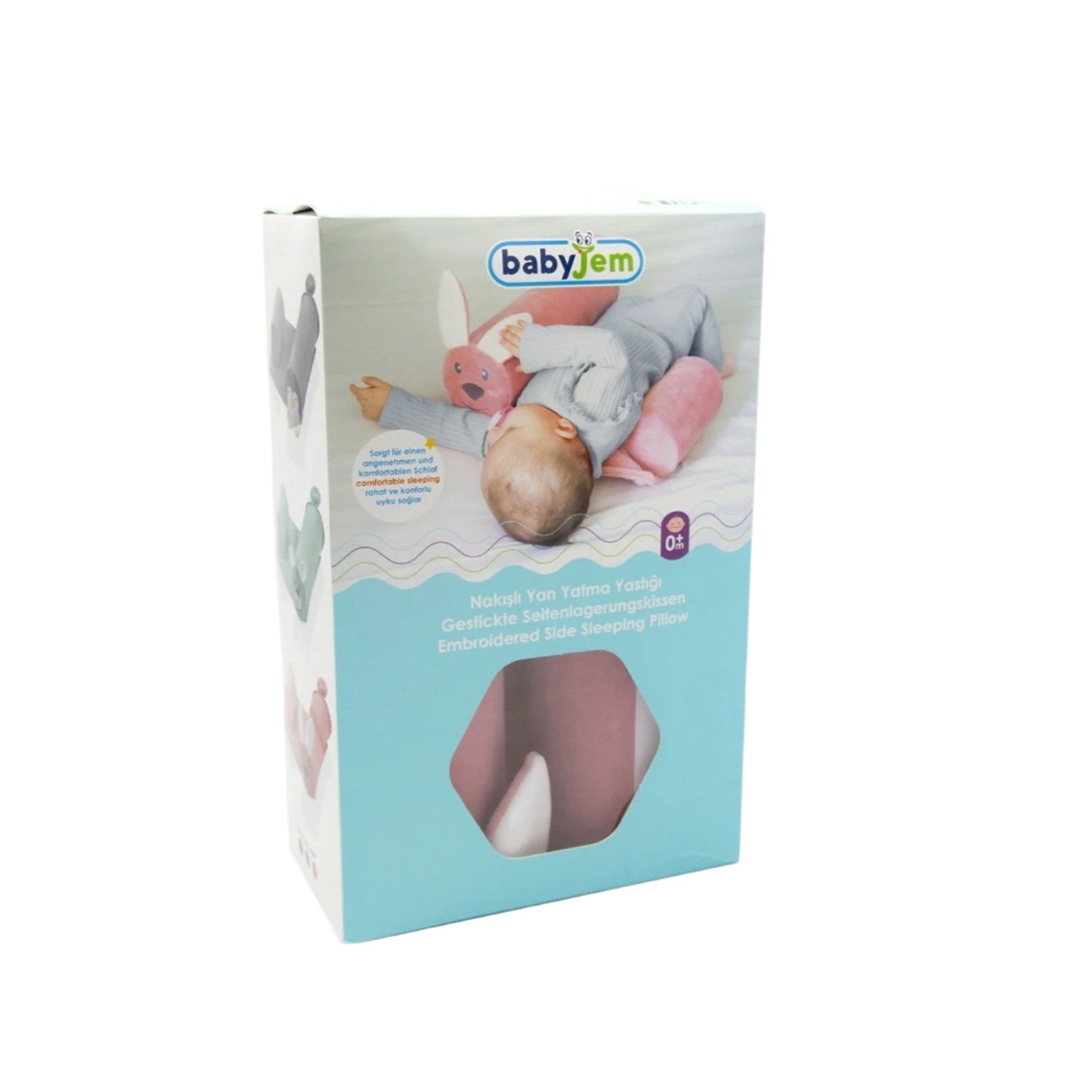 Babyjem - Side Sleep Positioner Bunny Pillow -  0-6 Months -  Pink