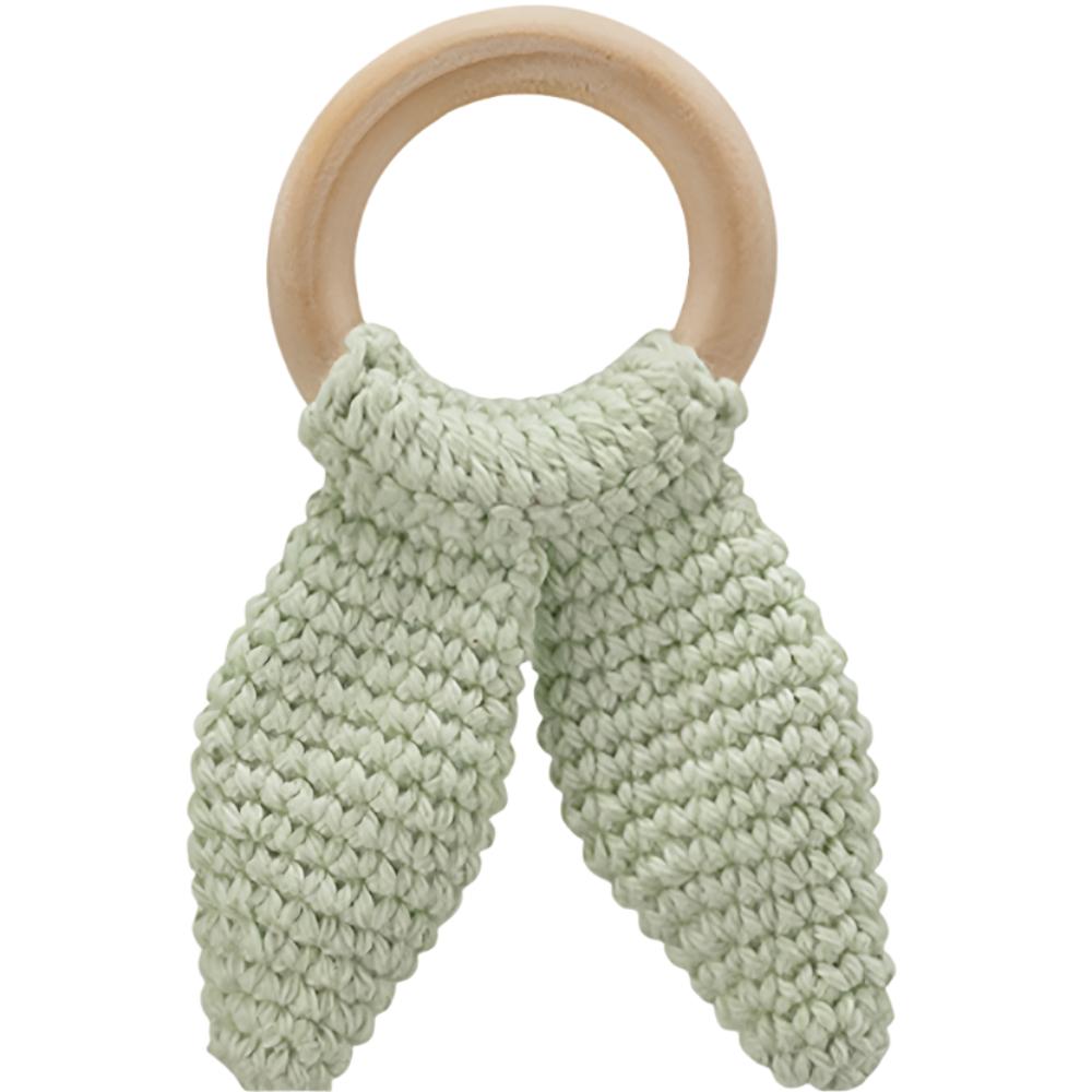 Babyjem -  Amigurumi Wooden Ring Teether for Baby -  4+ Months -  Green