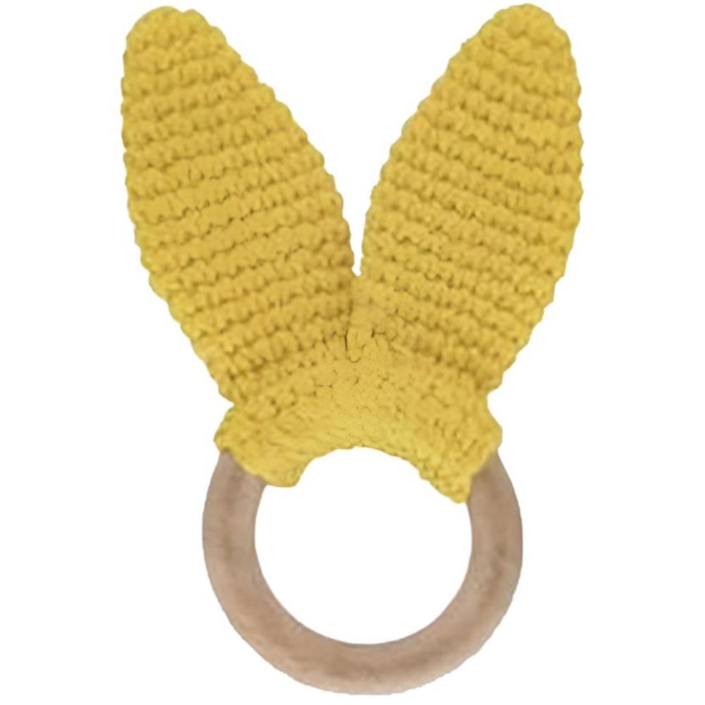 Babyjem - Amigurumi Wooden Ring Teether for Baby -  4+ Months -  Yellow