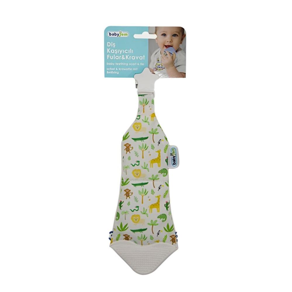 Babyjem - Baby Teething Scarf & Tie -  3+ Months -  White/Green