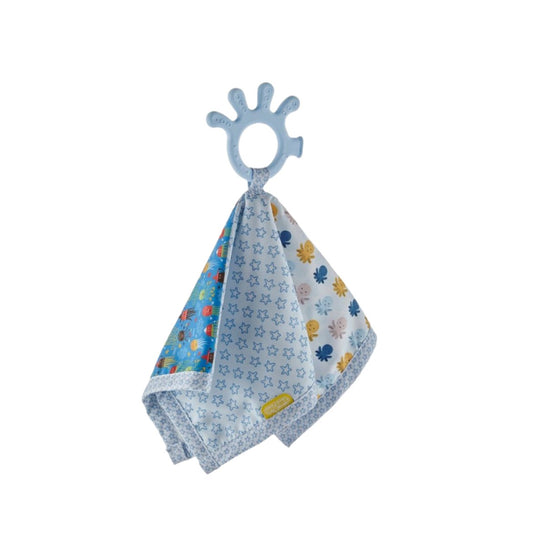 Babyjem - Relaxing Cloth with Pathwork Teether -  0+ Months -  Blue