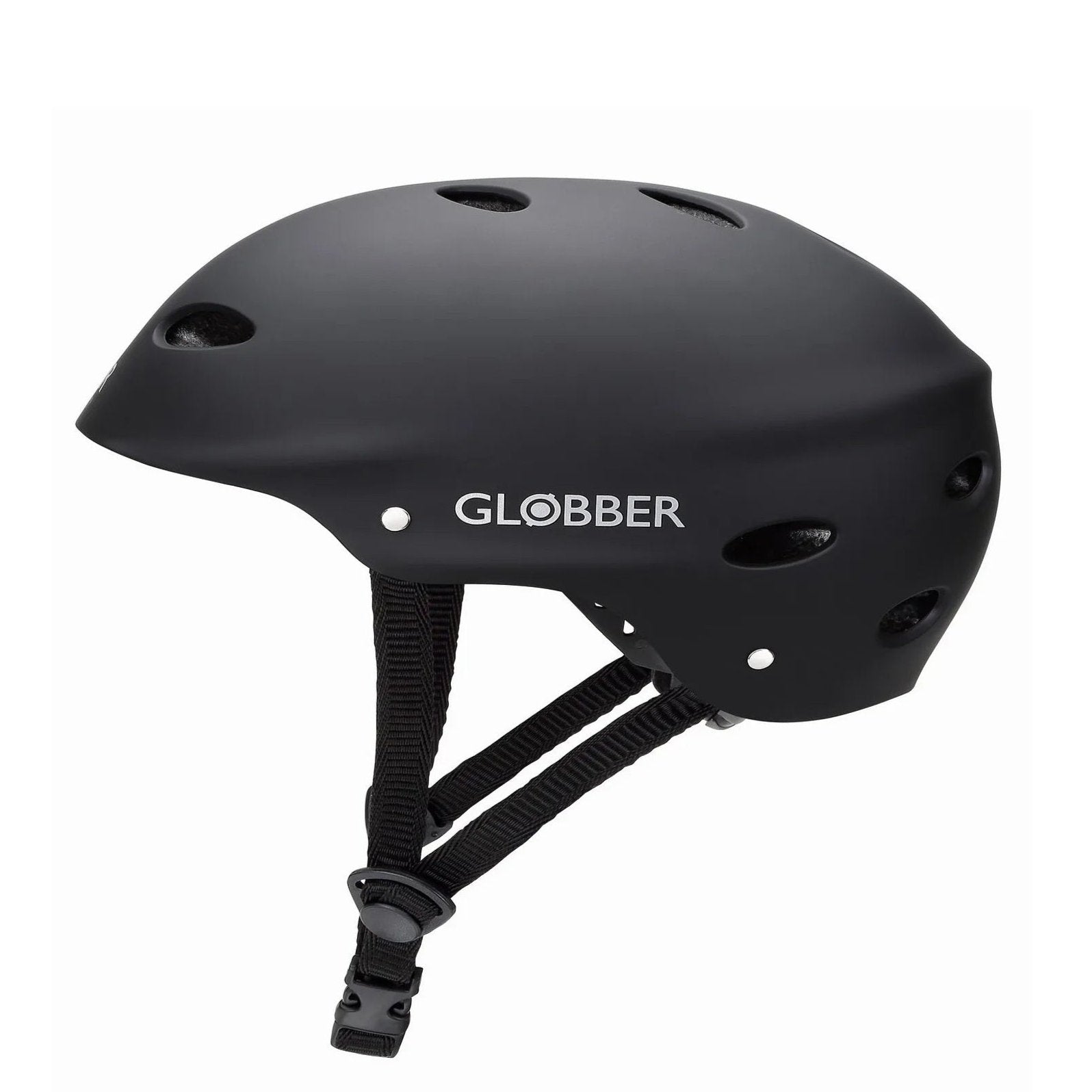 Globber - Strong Resistant EPS Black Helmet Small - ABS Shell, High-Reflective Prints, Comfort Fit for Kids Age 14 Years+