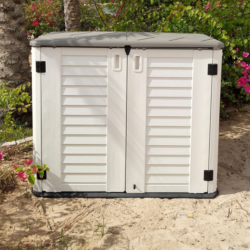 Camel Tough Outdoor Storage Cabinet with shelf