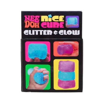 Schylling NeeDoh Nice Cube Glitter & Glow Blue