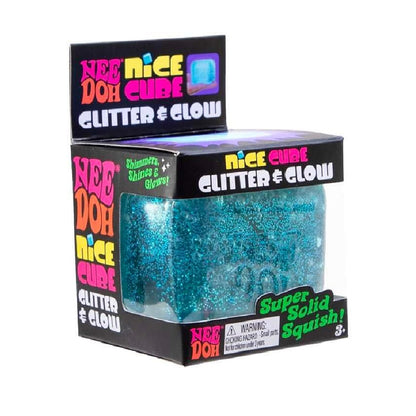 Schylling NeeDoh Nice Cube Glitter & Glow Blue