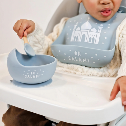 Once Upon a Dua - Lux Silicone Baby Bib - Dusty Blue