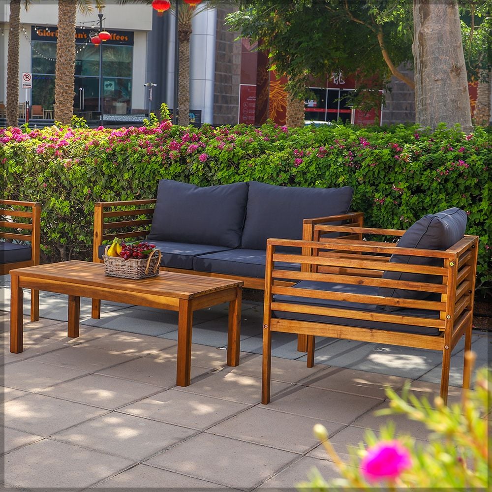 Acacia Wood Sofa Set with Table