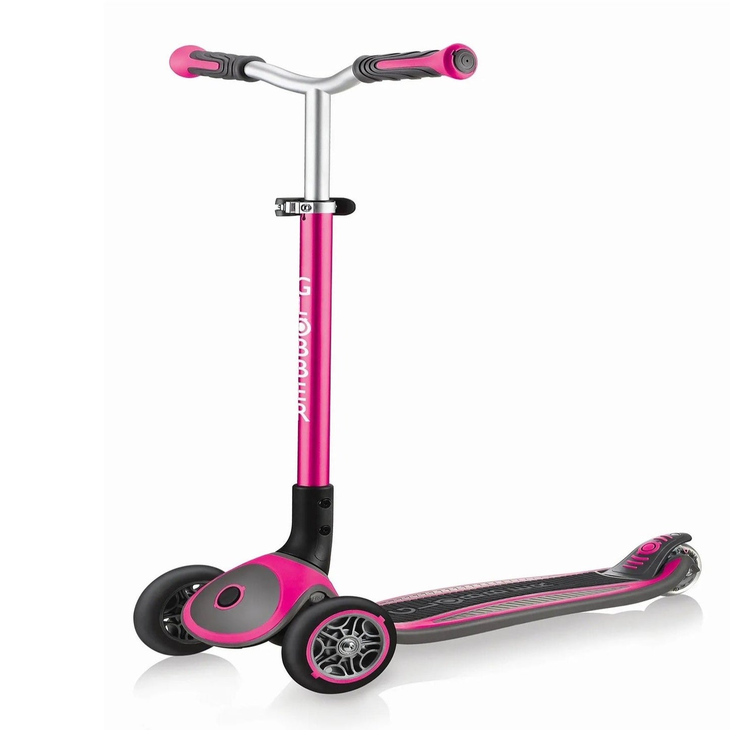 Globber - Adjustable 3-Wheel Master Scooter for Ages 4-14, Pink - Foldable Ergonomic Handles, Anti-Slip Deck, Carries up to 50kg