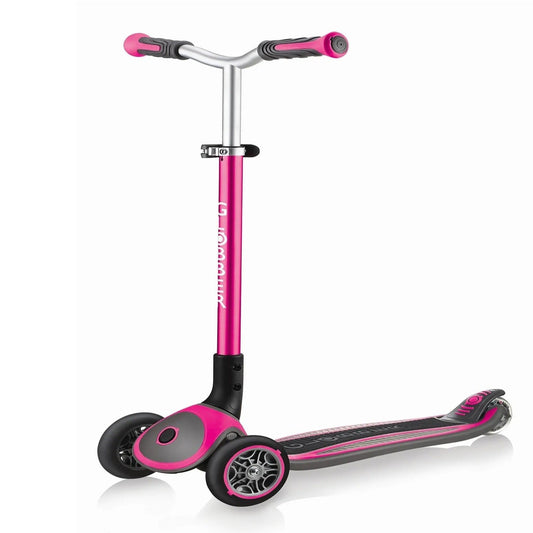 Globber - Adjustable 3-Wheel Master Scooter for Ages 4-14, Pink - Foldable Ergonomic Handles, Anti-Slip Deck, Carries up to 50kg