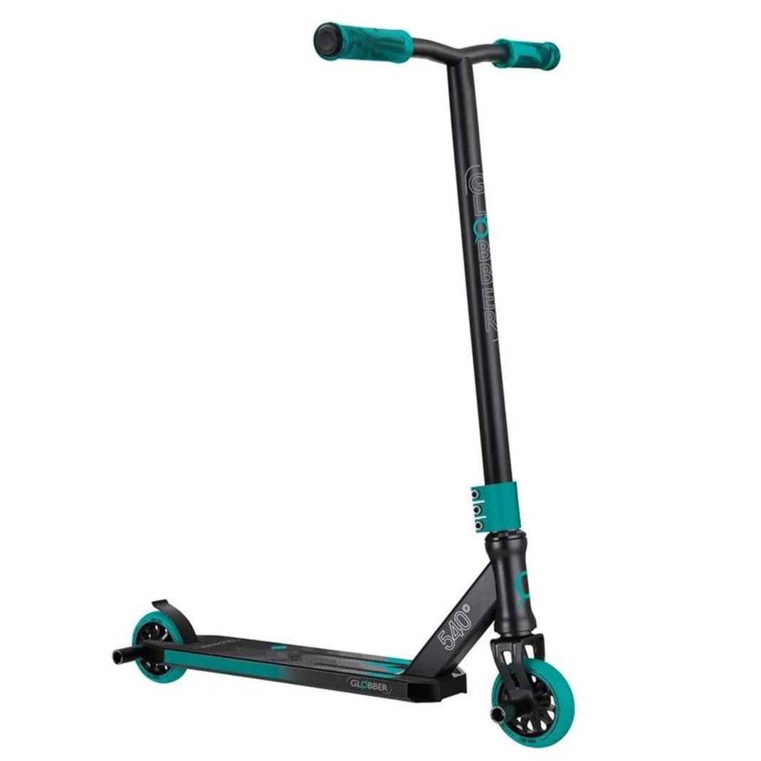 Globber - GS 540 Advanced Freestyle Stunt Scooter for Kids & Teens, Teal/Black – Durable Aluminium Deck, High-Rebound PU Wheels, Includes Pegs