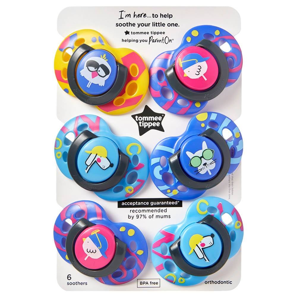 Tommee Tippee - Fun Style Soother, Pack of 6,  (6-18 months)