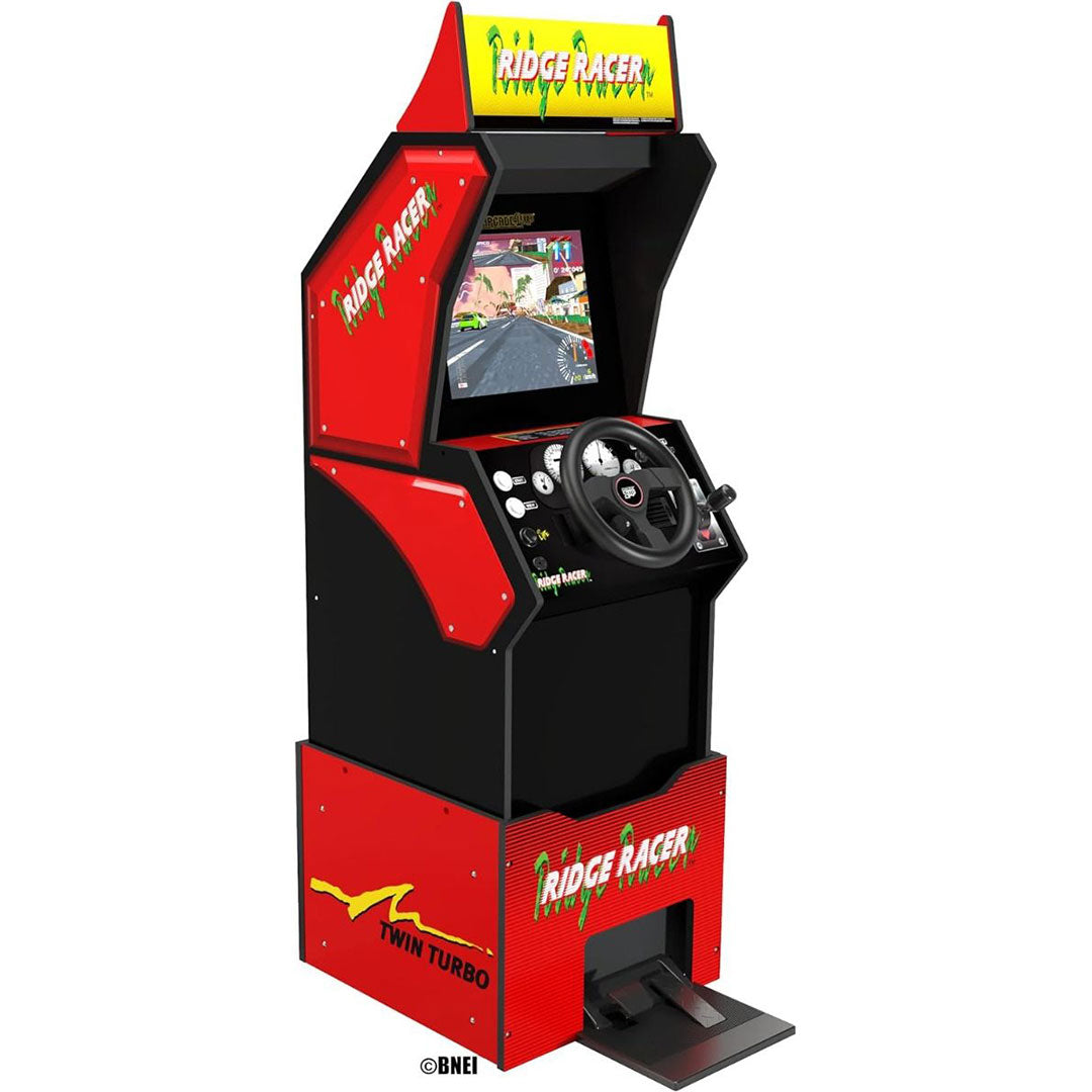 Arcade1Up Retro Ridge Race Arcade Cabinet with Riser Red Arcade Machine