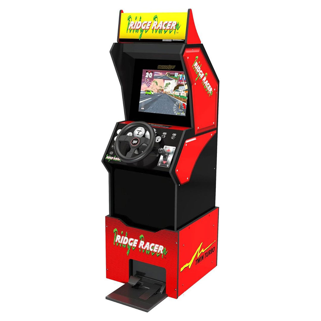 Arcade1Up Retro Ridge Race Arcade Cabinet with Riser Red Arcade Machine