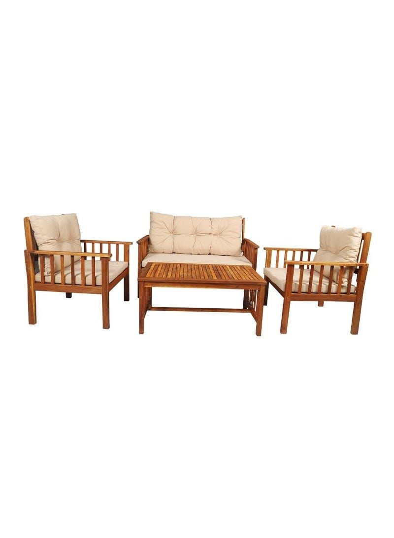 4 Seater Solid Wood Acacia Garden Lounge Sofa Set