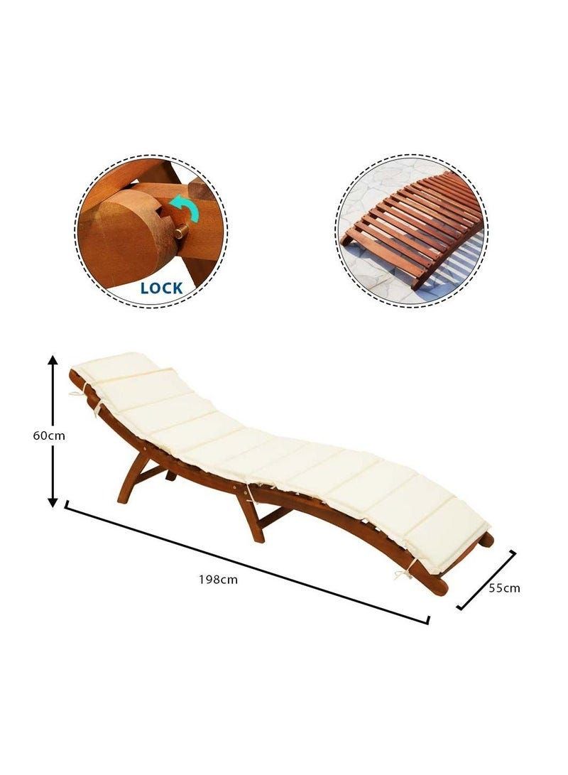 Solid Acacia Wood Sun Lounger