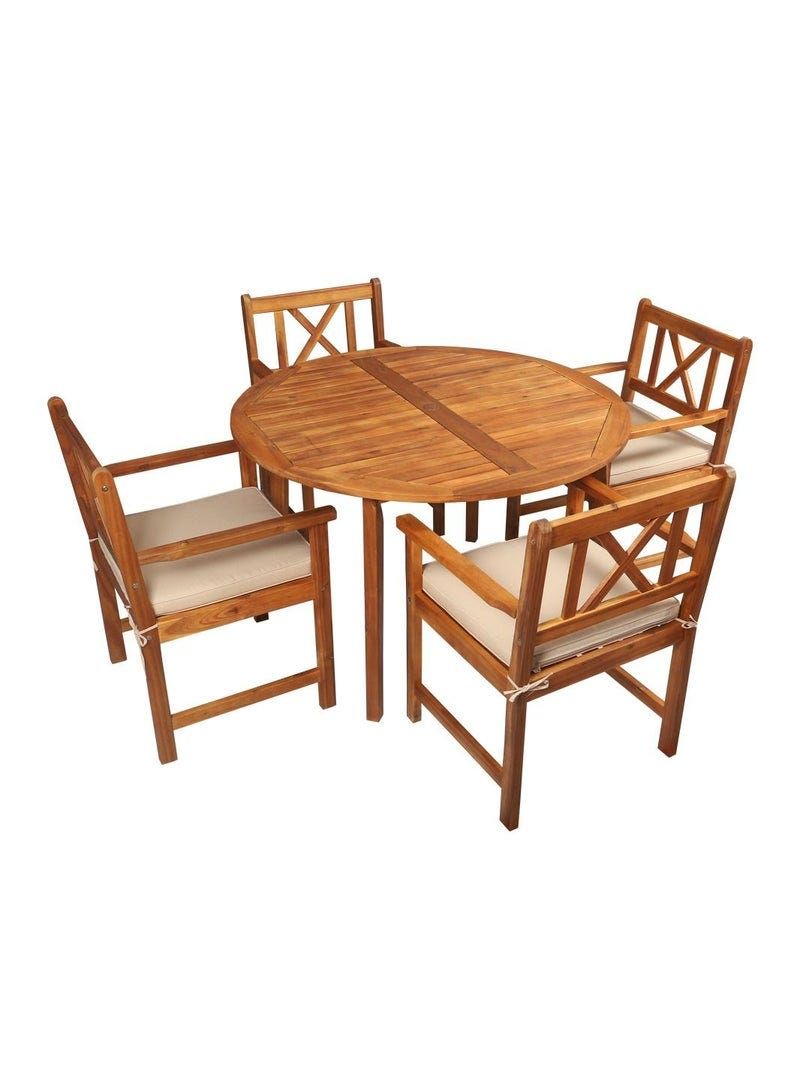 Acacia Wood Chairs With Cushions Table Round Bistro Set