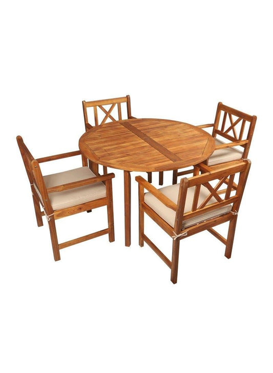 Acacia Wood Chairs With Cushions Table Round Bistro Set