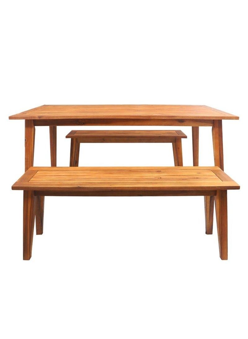 Outdoor Wooden Table & Bench Set