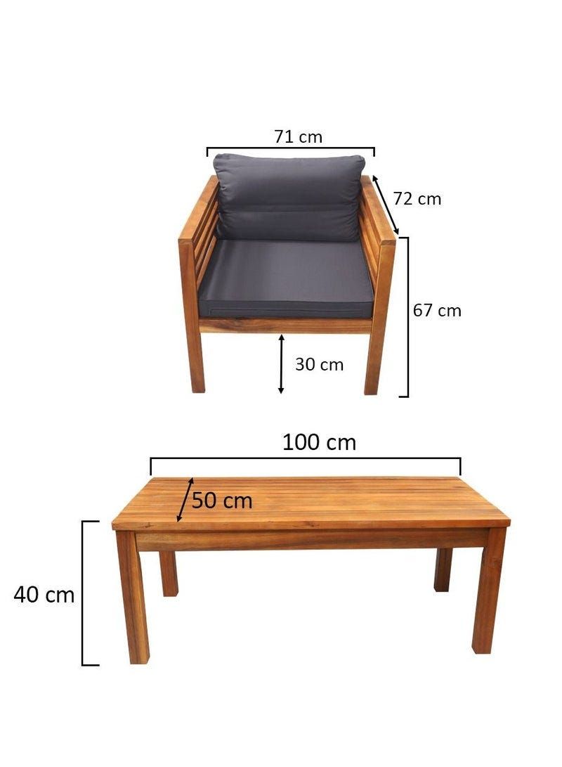 Acacia Wood Sofa Set with Table