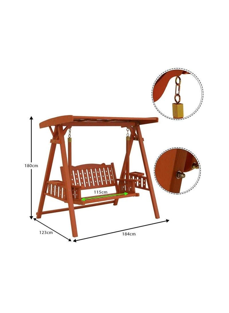 YATAI Solid Wood Canopy Swing Seat - Garden Swing Canopy 2-Seater