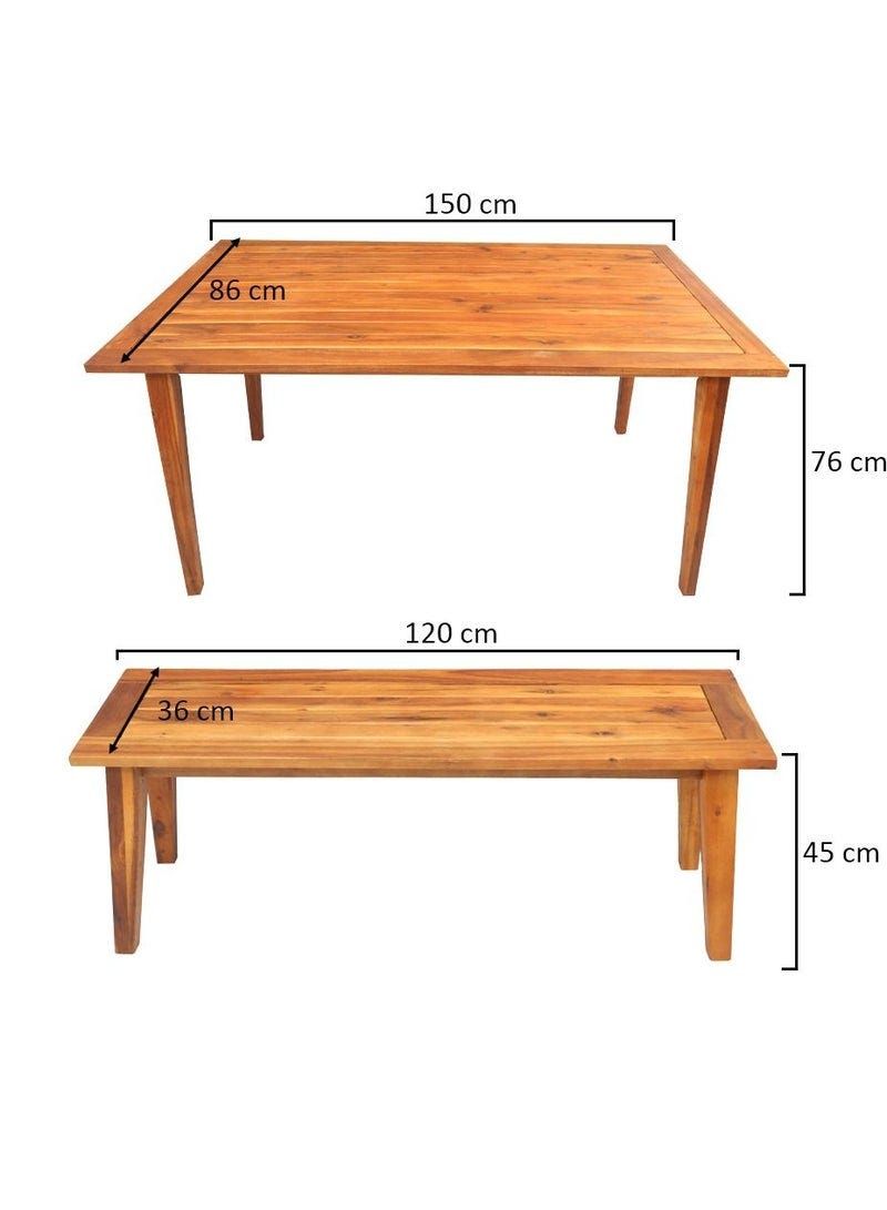 Outdoor Wooden Table & Bench Set