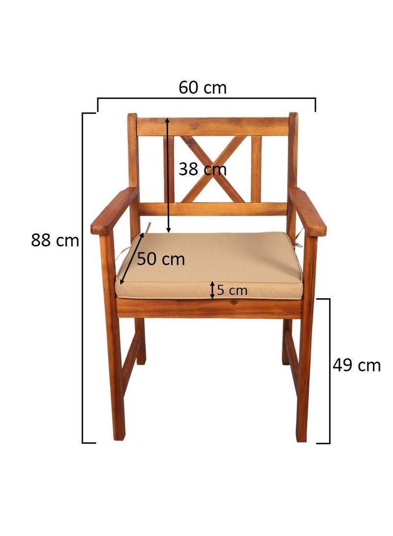 Acacia Wood Chairs With Cushions Table Round Bistro Set