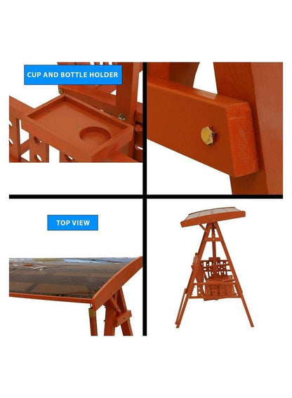 YATAI Solid Wood Canopy Swing Seat - Garden Swing Canopy 2-Seater