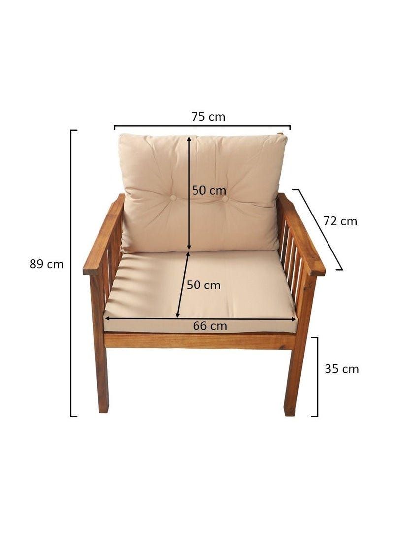 4 Seater Solid Wood Acacia Garden Lounge Sofa Set